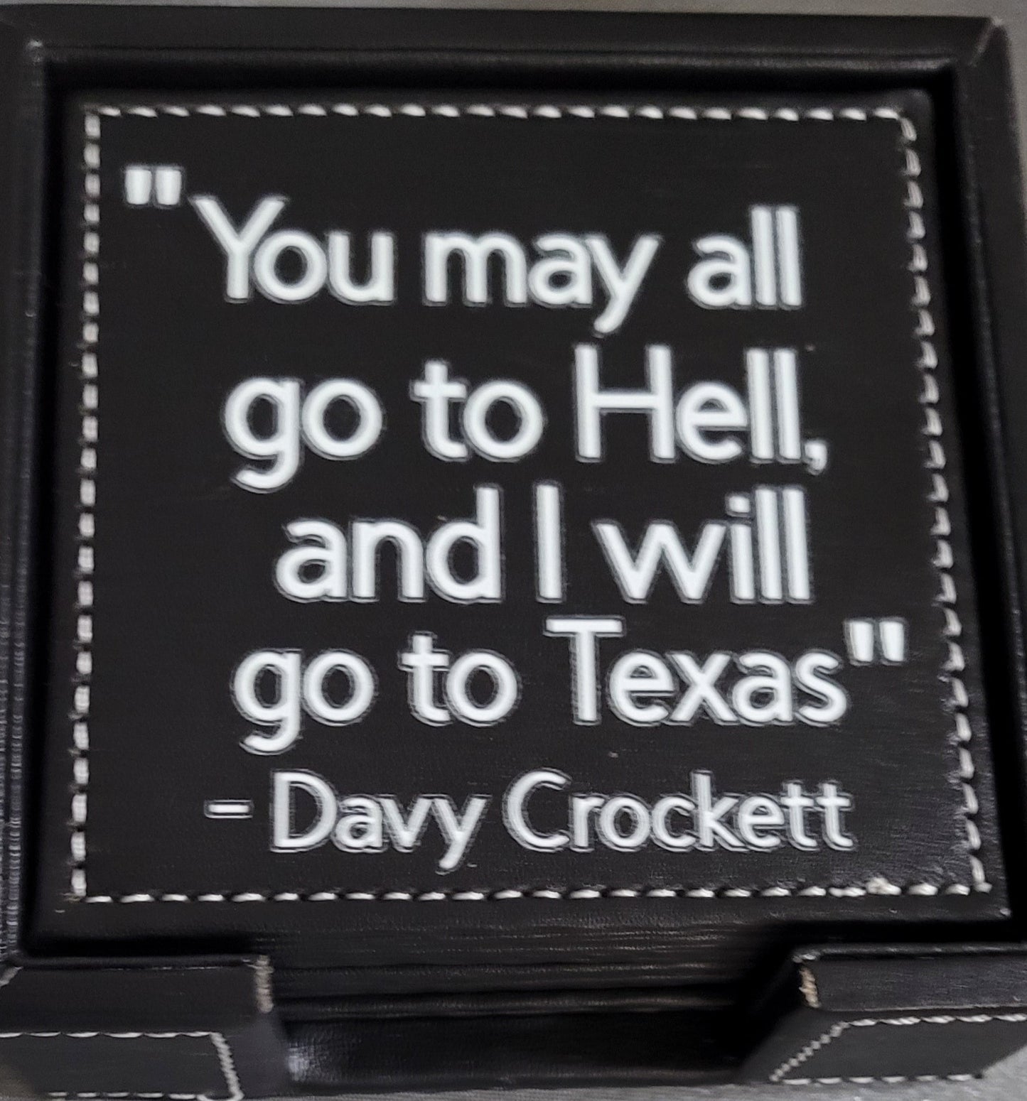 3.5 x 3.5 square black leather coaster