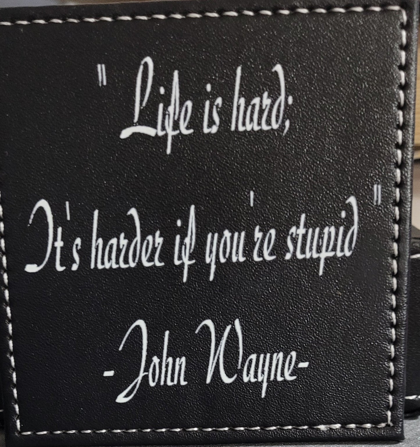 3.5 x 3.5 square black leather coaster
